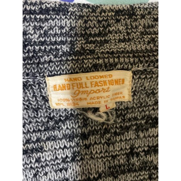 Vintage 70s Handfull Fashioned Hand Loomed Knit Acrylic Open Cardigan Sweater - Picture 6 of 9